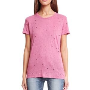 IRO 100% Linen Clay Pink Distressed Tee Size Small